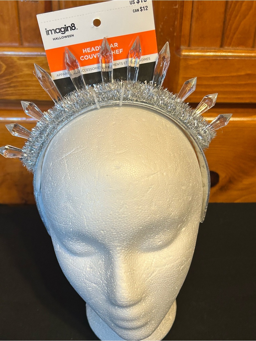 NWT Silver Tinsel Crystal Spike Headband